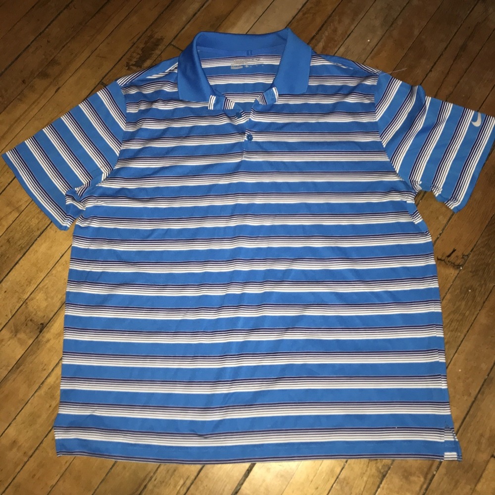 Nike Golf‎ DriFit XL Stabdard Fit Blue Striped Polo Shirt
